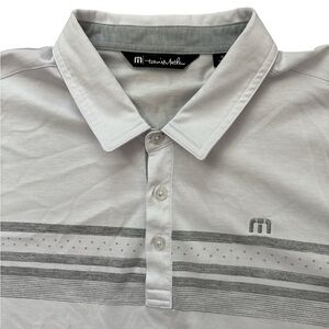 Travis Mathew Golf Polo Shirt Polka Dot Stripe Lightweight Mens XL Preppy‎